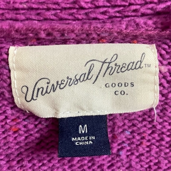 Universal Thread Pink Purple Flecked VNeck Raw Edge Button Front Cardigan Sz M - Picture 5 of 5